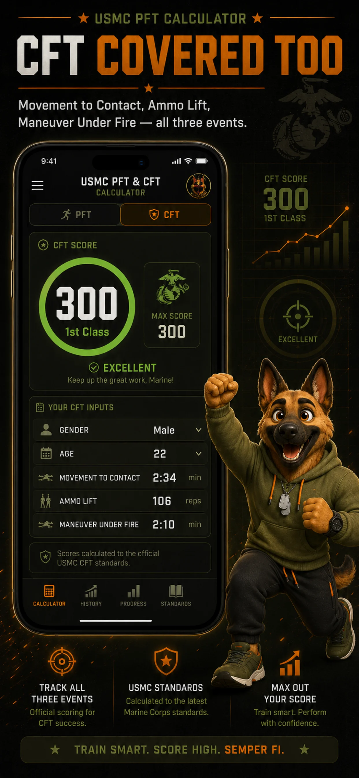 USMC PFT & CFT Calculator mobile screen 4